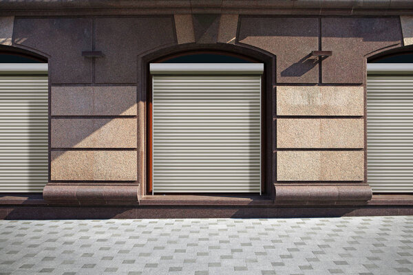 closed show window of shop