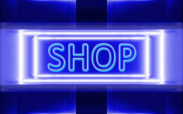 Neonskylt i butik — Stockfoto