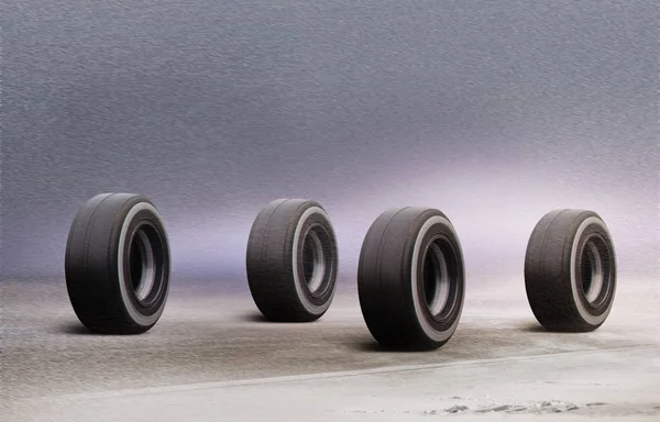 겨울도로에 스노우 타이어 — 스톡 사진