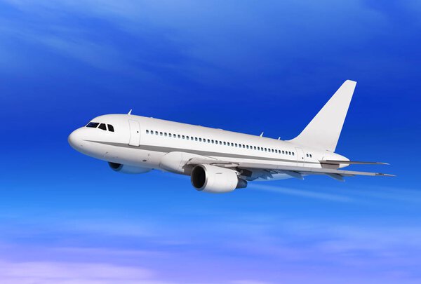 passenger plane in blue sky