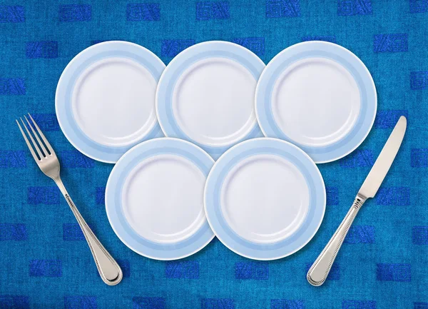 Five white plates — Stock Photo, Image