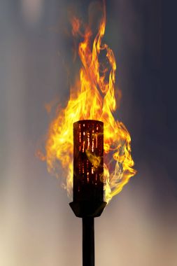 burning torch at night clipart