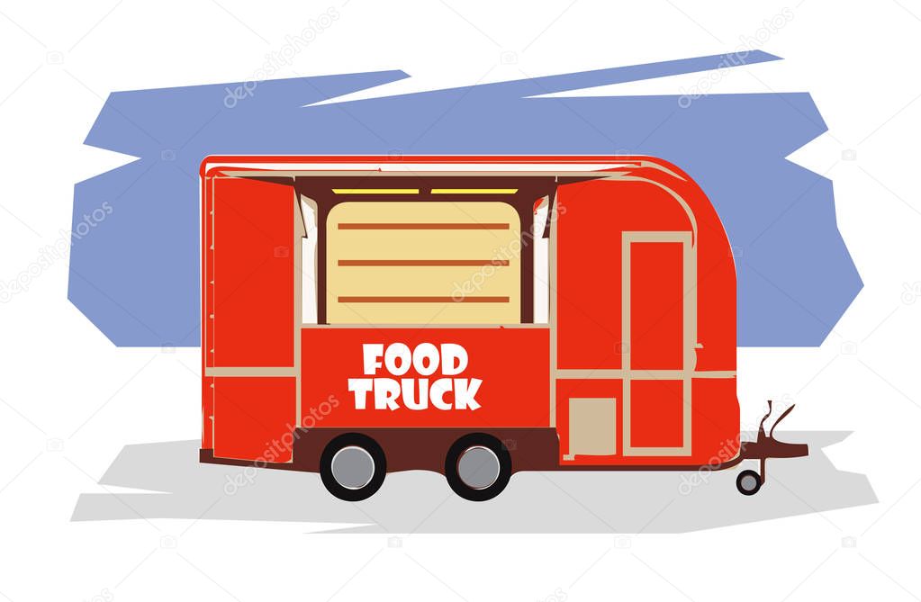 illustration of food truck rastr