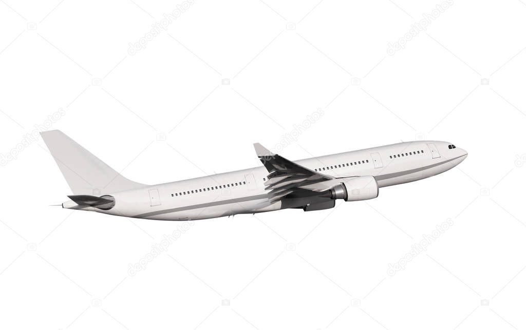 commercial airplane on white background 