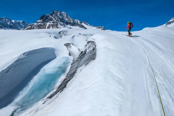 Ghiacciaio scialpinismo — Foto Stock