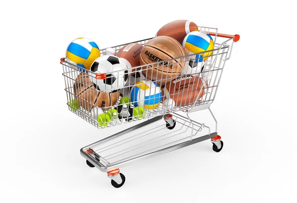 Shopping trolley full of balls. — Stock Photo, Image