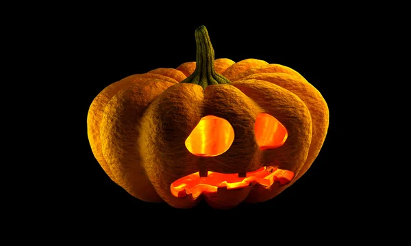 Zucca di Halloween con volto isolato sullo sfondo nero — Foto Stock