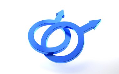 Mavi homoseksüel sembolleri birlikte izole üzerinde beyaz katıldı