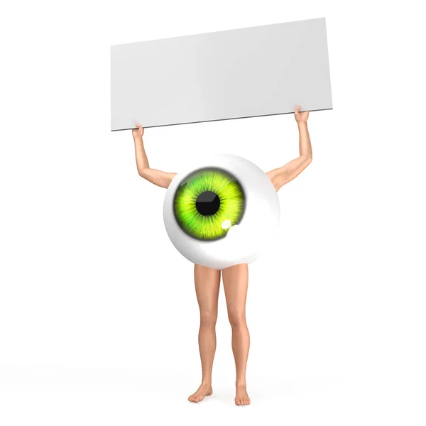 Big eye is holding table with free space for text. — Stock Photo, Image