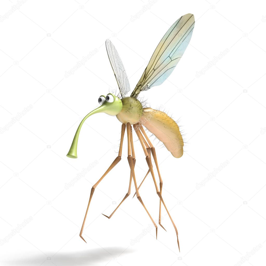 3D render image of stylized gnat isolated on the white