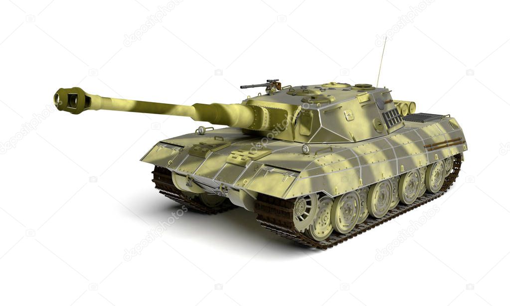 Army tank isolated on white