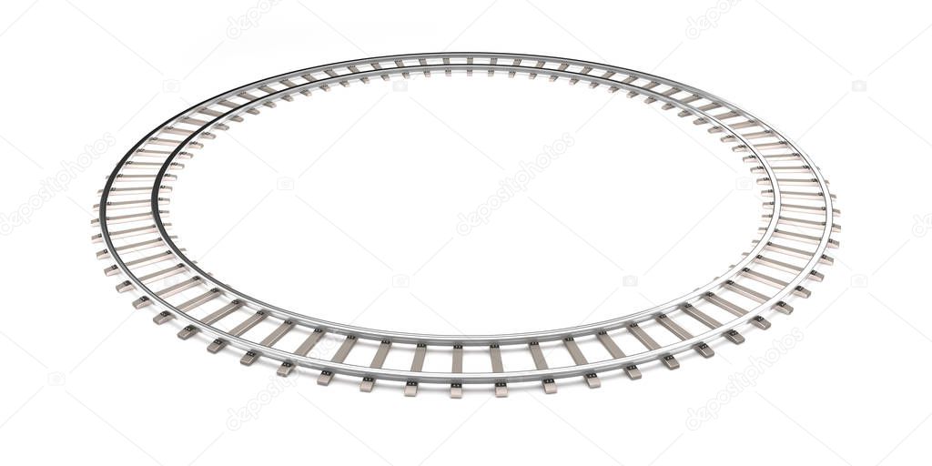 Railroad isolated on the white in the infinity shape.