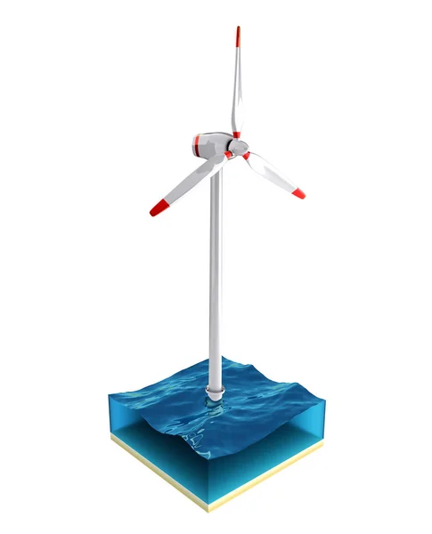 Ecology energy as wind turbine in the sea — Stock Photo, Image