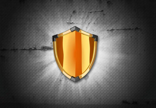 Orange shield on the dark background — Stock Photo, Image