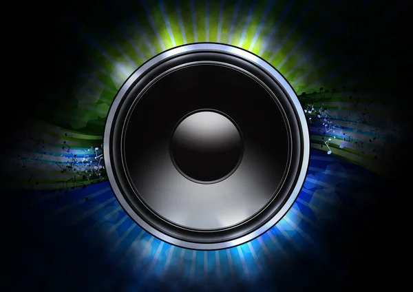 Black glossy speaker on the abstract background — Stock Photo, Image