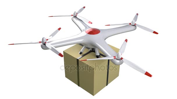 Small quadrocopter drone delivers a package — Stock Video