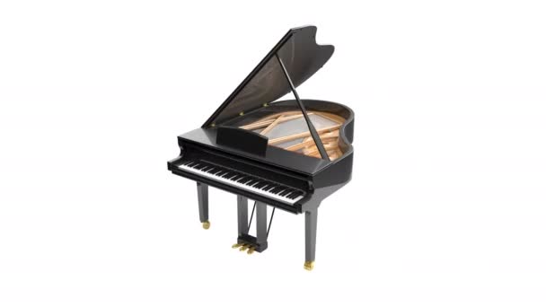 Black glossy musical instrument - acoustic piano. — Stock Video