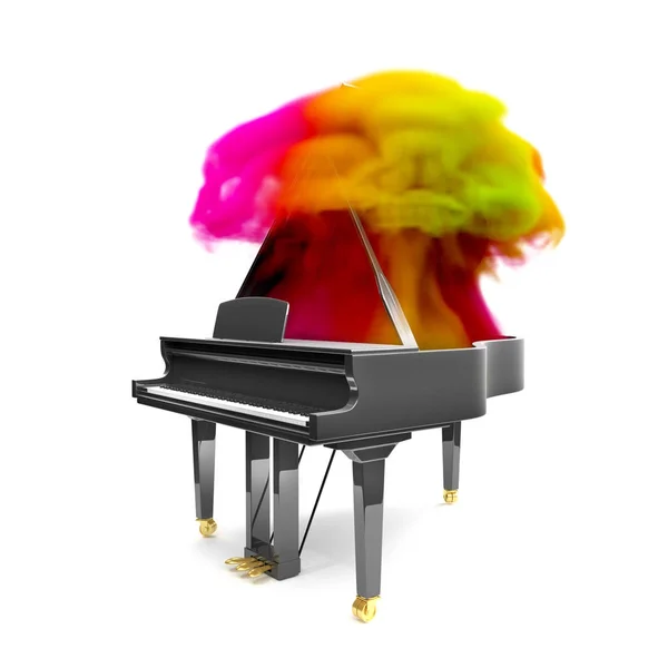 Klavír s Rainbow kouř — Stock fotografie