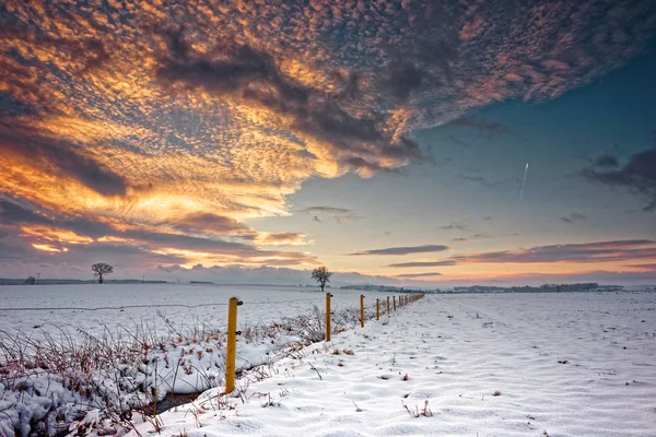 Paisagem de inverno sob o pôr do sol . — Fotografia de Stock