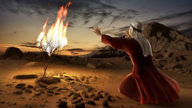 Moses and the burning bush clipart