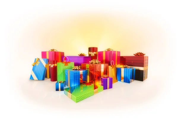 Splendente pila di regali di Natale . — Foto Stock