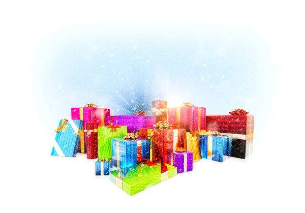 Cadeaus met sneeuw — Stockfoto