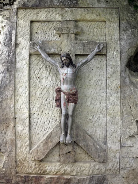 Jesus Cristo - relevo esculpido em pedra de areia — Fotografia de Stock