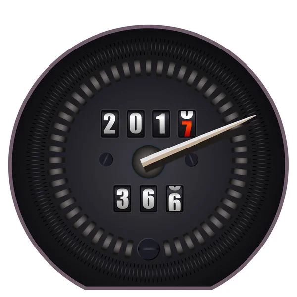 Countdown timer on speedometer - New Year 2017 — Stock Vector