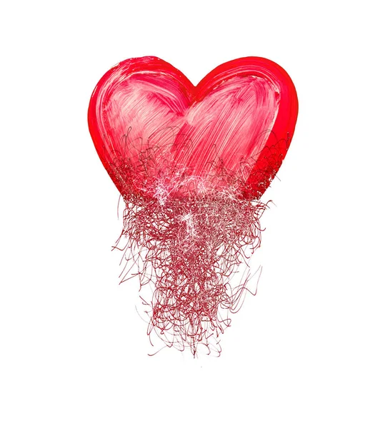 Coeur peint d'un enchevêtrement de gribouillis — Photo