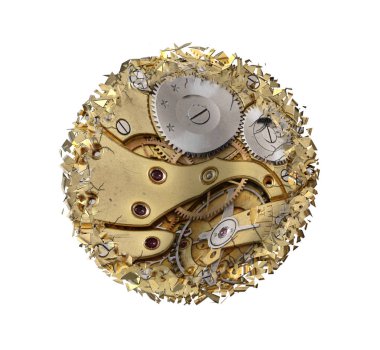 Çarpık ve parçalanmış saat mechnism