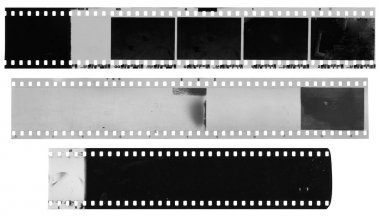 Eski, kullanılmış, tozlu ve çizik selüloit film şeritleri