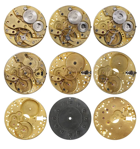 Clockwork mechanism - the various phases dismantling — Stock Photo, Image