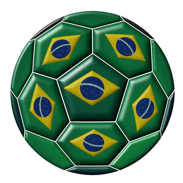 Pallone da calcio con bandiera brasiliana — Foto Stock