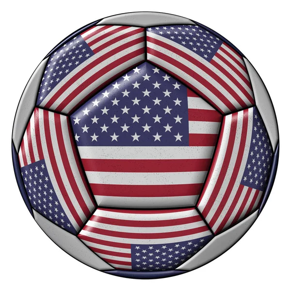 Fotboll med USA flagga — Stockfoto