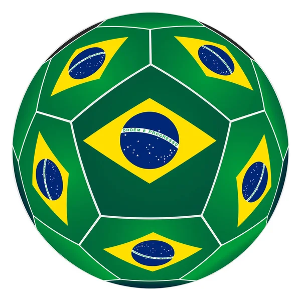 Ballon de football avec drapeau brésilien — Image vectorielle