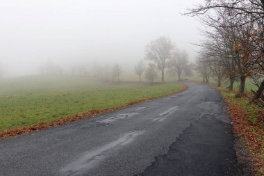 Empty road in misty day clipart