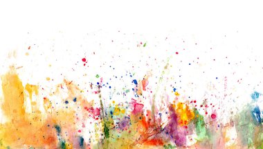 Splatters ve beyaz kağıda - suluboya sanatsal backgr lekeleri
