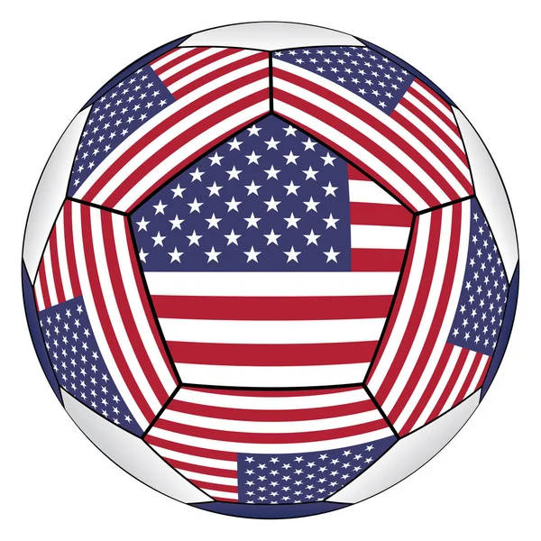 Balón de fútbol con bandera de Estados Unidos — Vector de stock