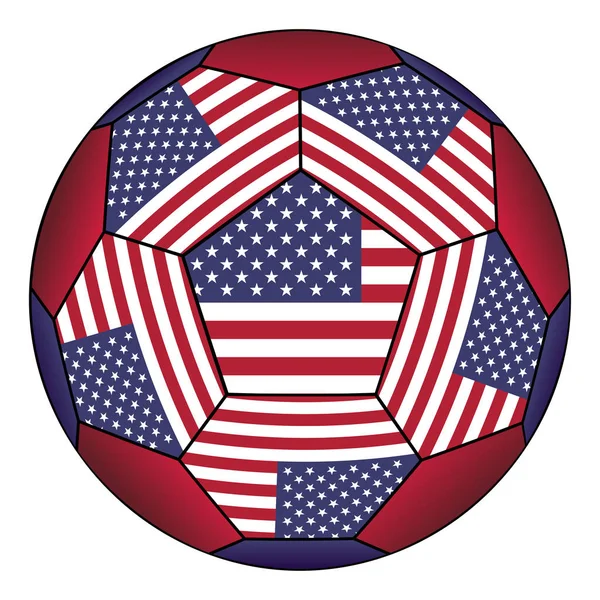 Balón de fútbol con bandera de Estados Unidos — Vector de stock