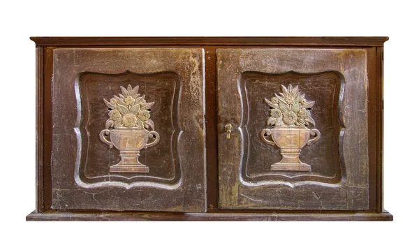 Armadio decorato in legno molto vecchio — Foto Stock