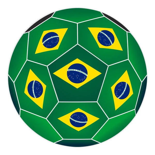Pallone da calcio con bandiera brasiliana — Vettoriale Stock
