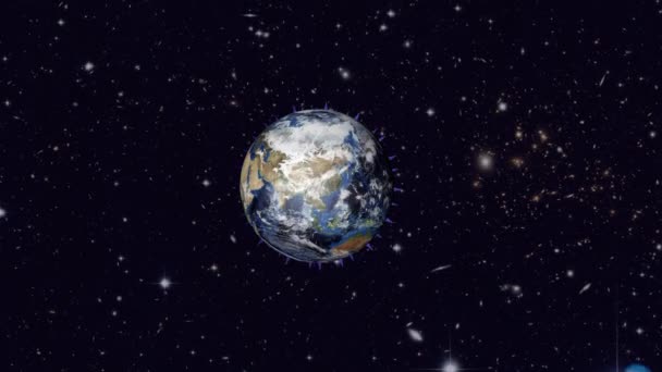 Planet Earth Infekterad Med Ett Virus Pandemi Återgiven Animation — Stockvideo