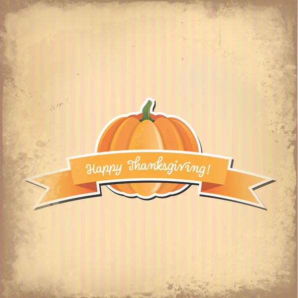 Pumpa med Happy Thanksgiving banner — Stock vektor