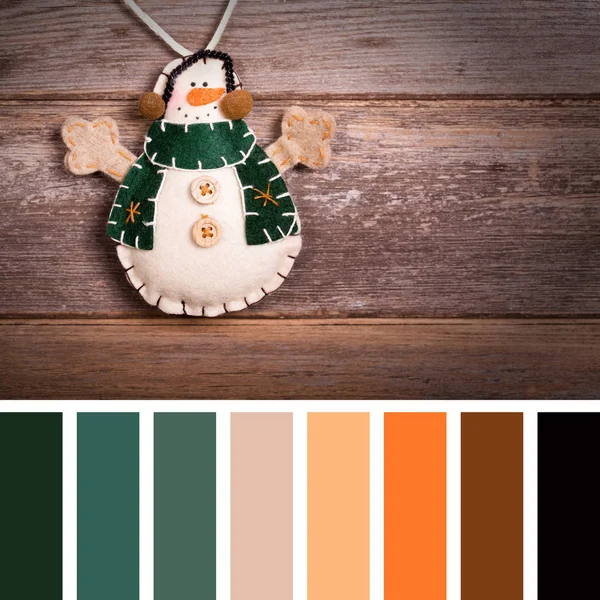 Feltro Fatto Mano Pupazzo Neve Decorazione Natale Stile Vintage — Foto Stock