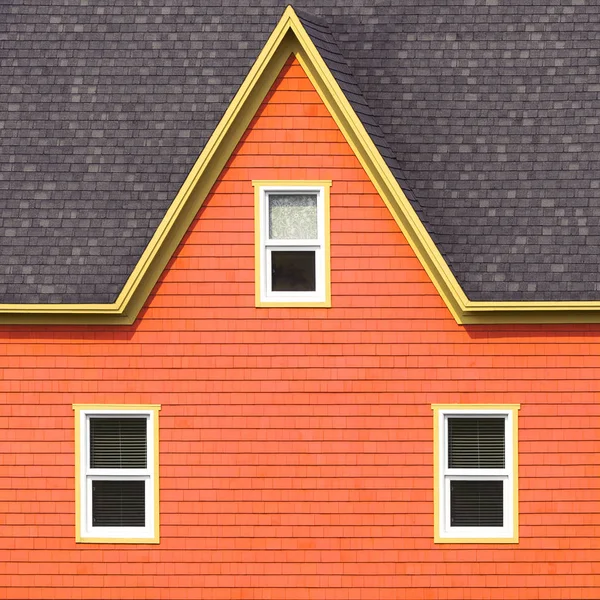 Detail Střechy Typické Dřevěné Domy Magdalena Ostrovů Kanadě Styl Minimalismus — Stock fotografie