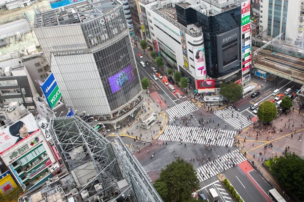 Τόκιο Ιαπωνία Ιουνίου 2016 Ariel Άποψη Του Απασχολημένος Shibuya Διέλευσης — Φωτογραφία Αρχείου