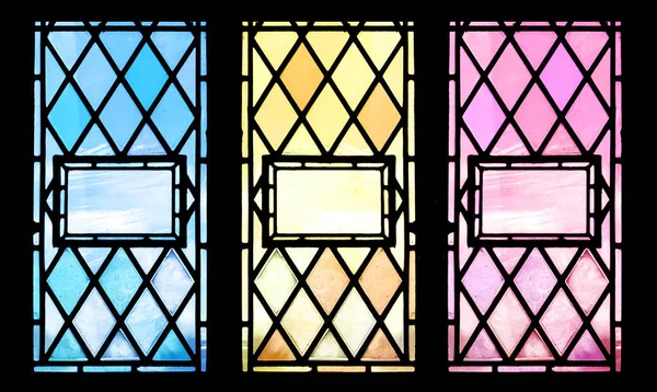 Triptych Ancient Stained Glass Window — Stock Photo, Image