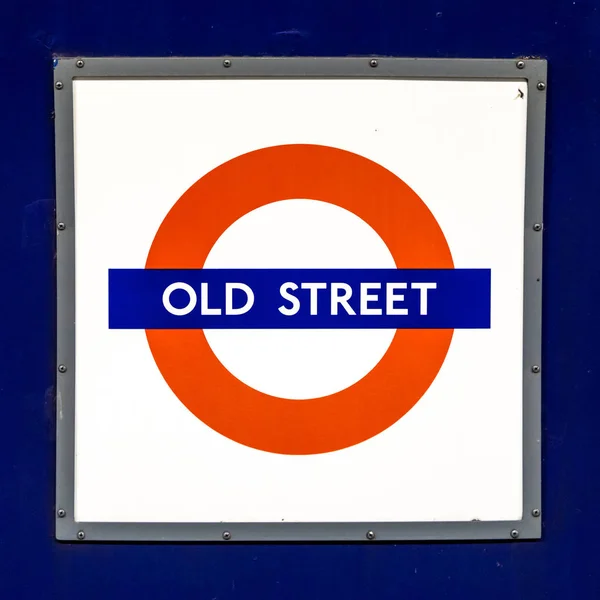 London Storbritannien Juni 2017 Old Street Underground Skylt Väggen Tube — Stockfoto