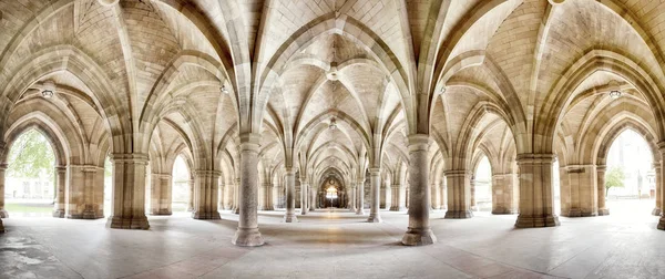 Historické Kláštery Glasgow University Panorama Vnější Ochoz Obrázek Převzat Veřejné — Stock fotografie