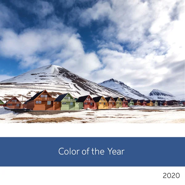 Couleur Année 2020 Vue Sur Les Maisons Colorées Svalbard Avec — Photo